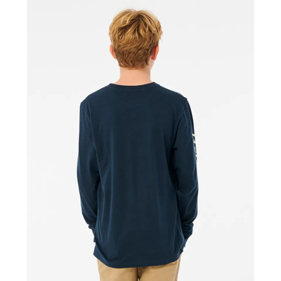 RIP CURL YTH FADE OUT ICON L/S TEE