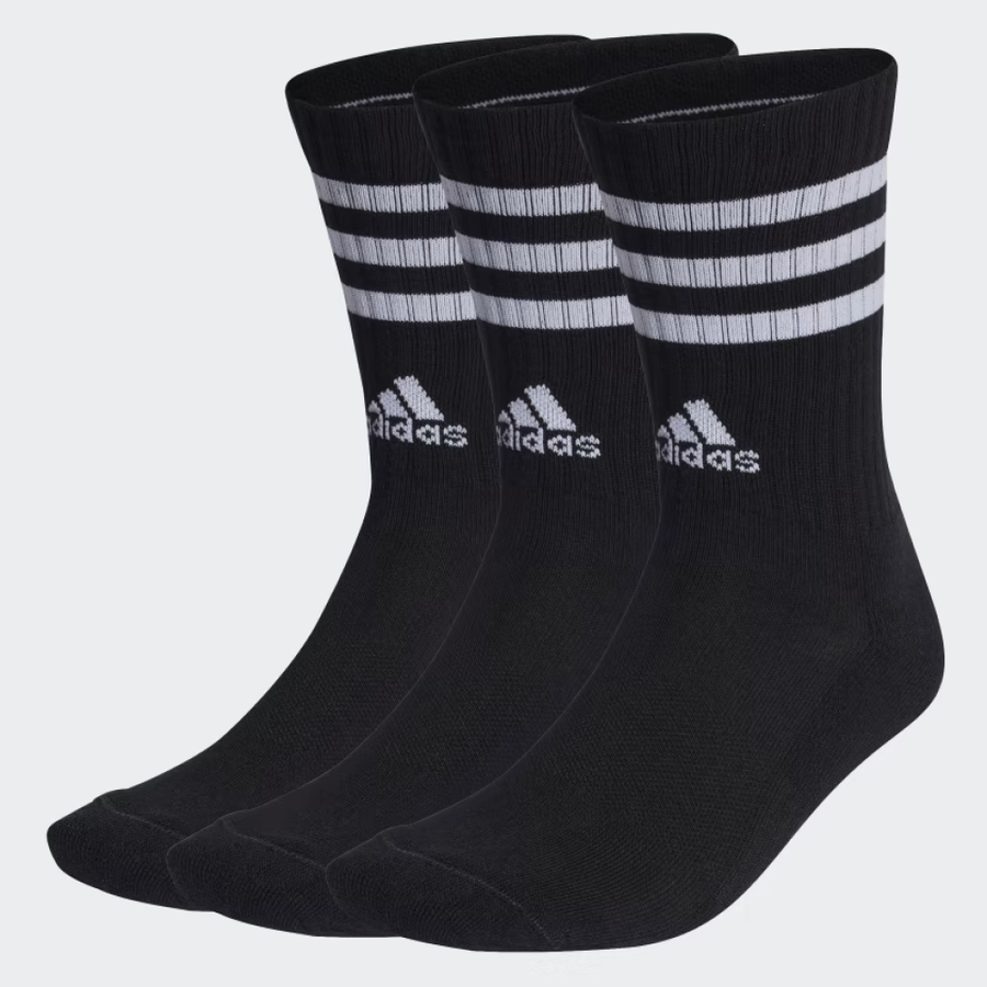 ADIDAS UNISEX 3 STRIPE CUSHIONED SPW CREW SOCKS 3PK
