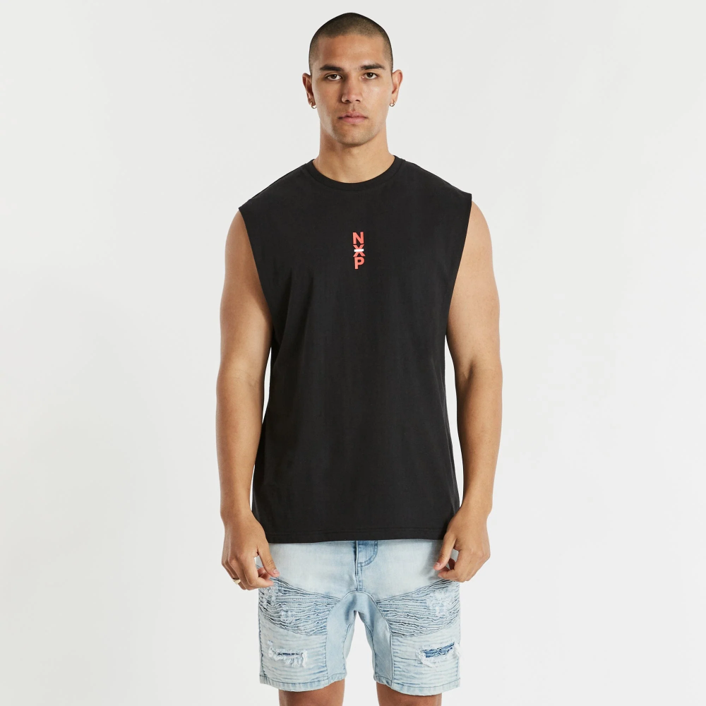 NENA & PASADENA MENS BLACKOUT SCOOP BACK MUSCLE