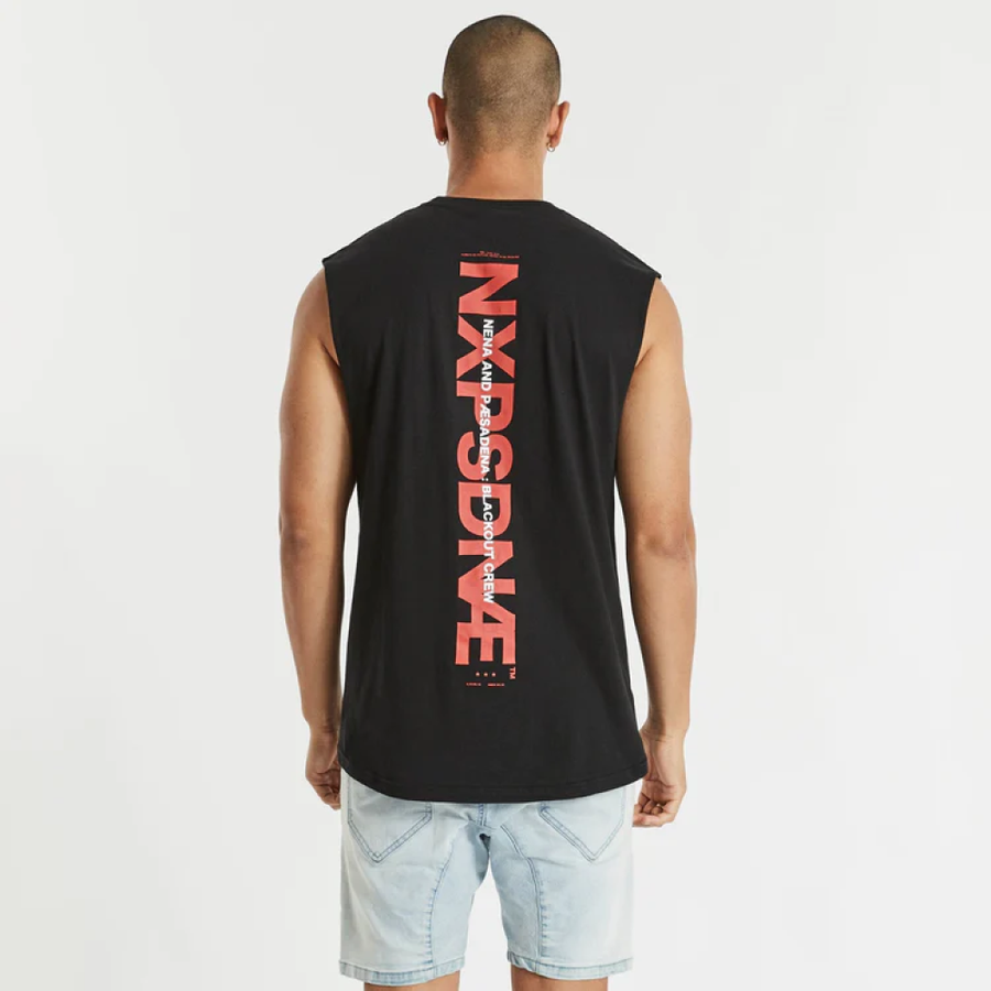 NENA & PASADENA MENS BLACKOUT SCOOP BACK MUSCLE