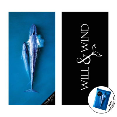 WILL & WIND BLUE WHALES TRAVEL TOWEL