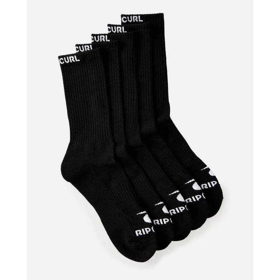 RIP CURL MENS BRAND CREW SOCKS 5PK