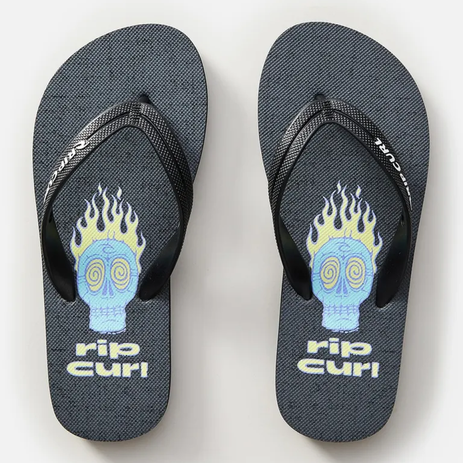 RIP CURL YTH FLAMMING SKULL OPEN TOE