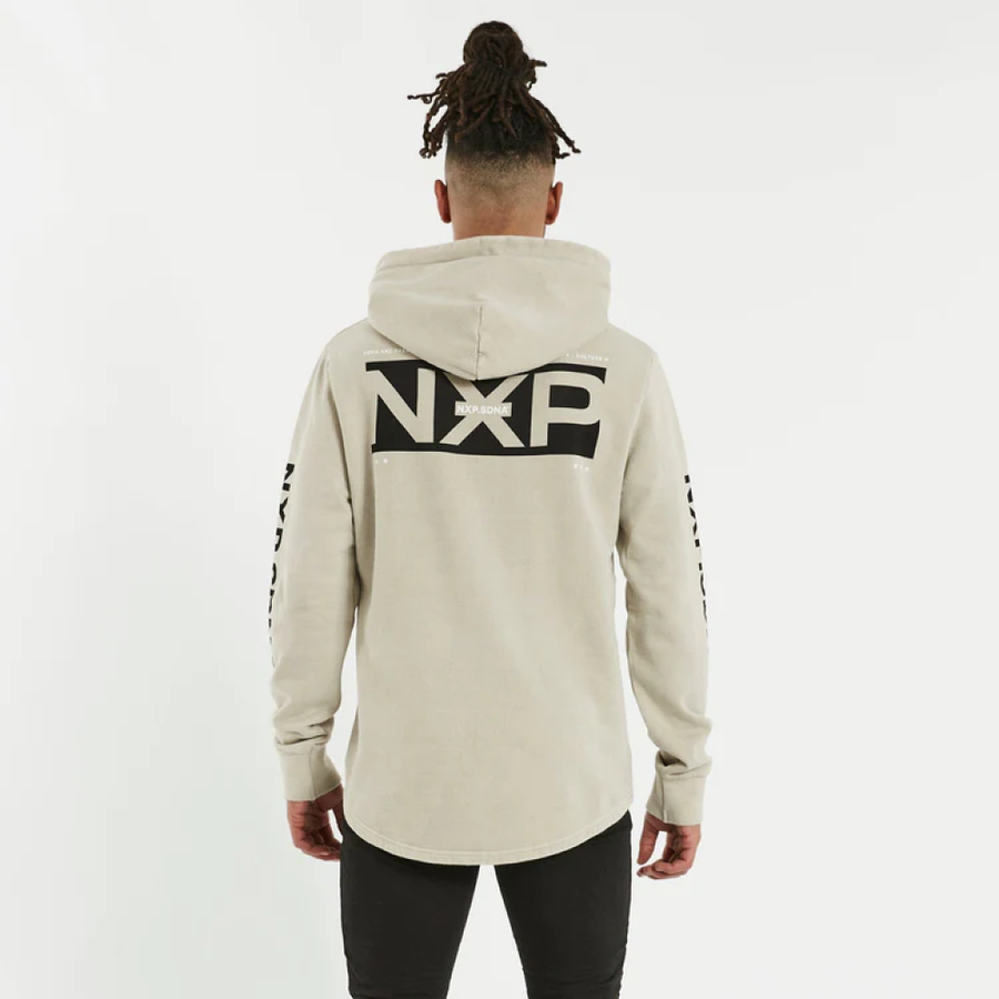 NENA & PASADENA MENS HORIZON HOODED DUAL CURVED SWEATER