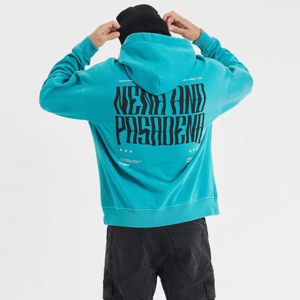 NENA & PASADENA MENS OBERON HEAVY RELAXED HOODED SWEATER