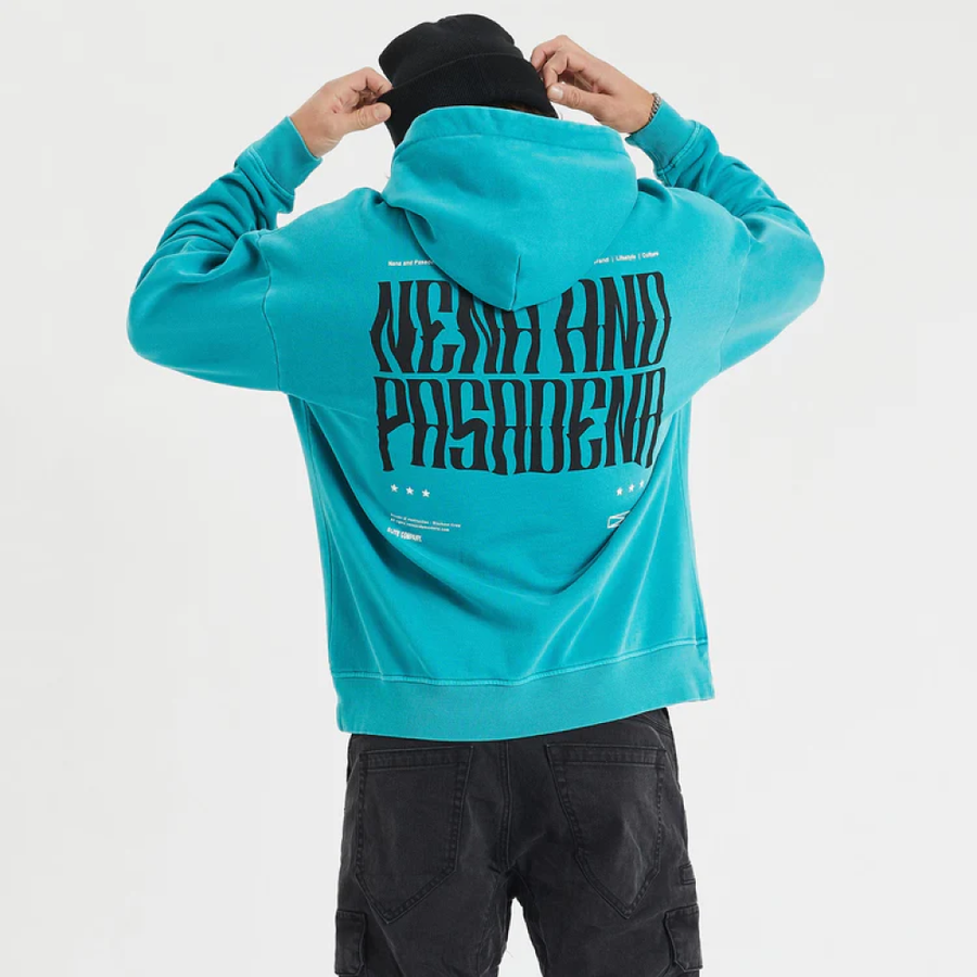 NENA & PASADENA MENS OBERON HEAVY RELAXED HOODED SWEATER