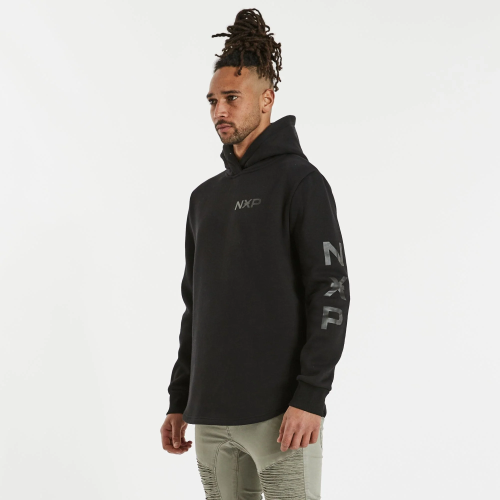 NENA & PASADENA MENS PARALLEL HOODED DUAL CURVED SWEATER