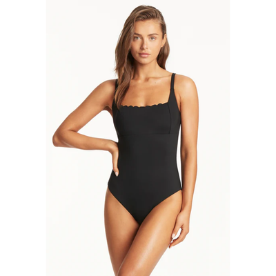 SEA LEVEL WMNS SCALLOPED SQUARE NECK BRALETTE ONE PIECE