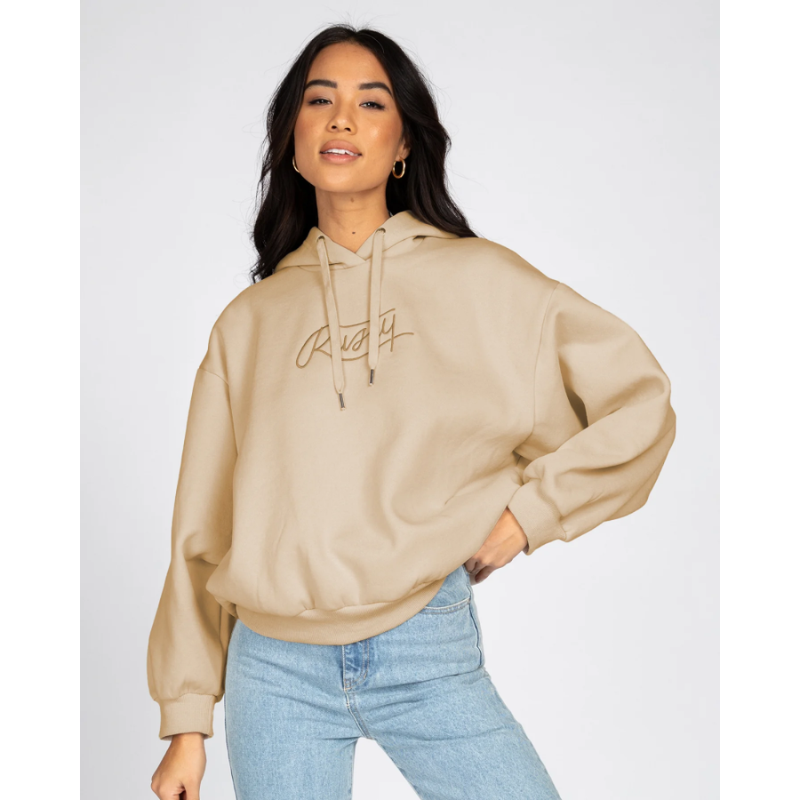RUSTY WMNS SCRIPT OVERSIZE HOODED FLEECE