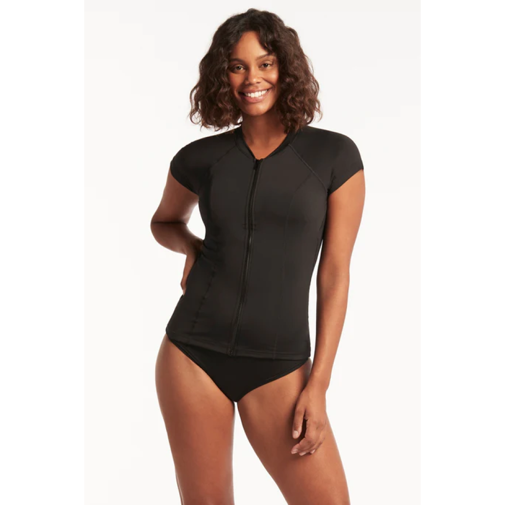 SEA LEVEL WMNS SHORT SLEEVE MULTIFIT RASH VEST - FULL ZIPPER