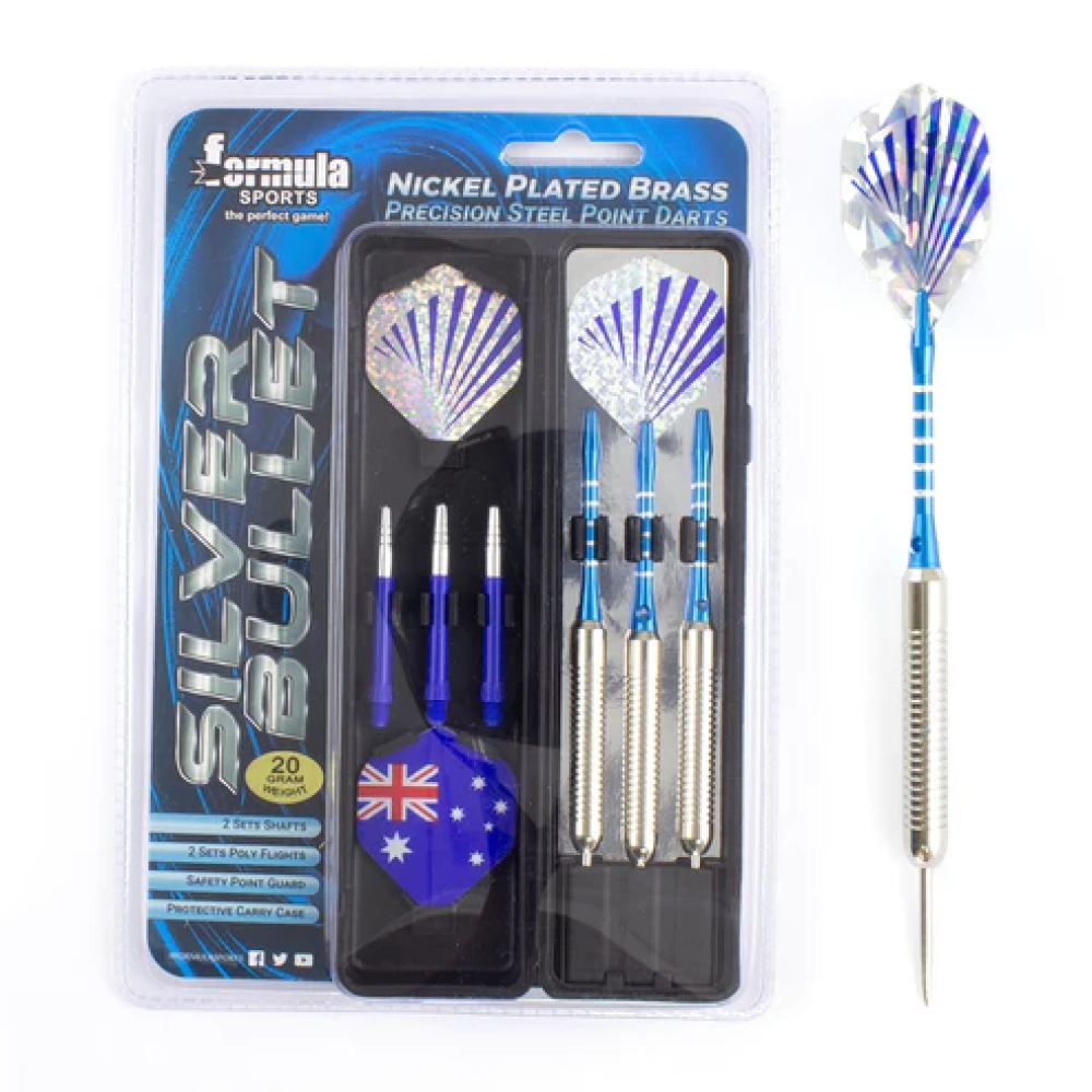 FORMULA SILVER BULLET NICKEL PLATED BRASS DARTS GIFT PACK