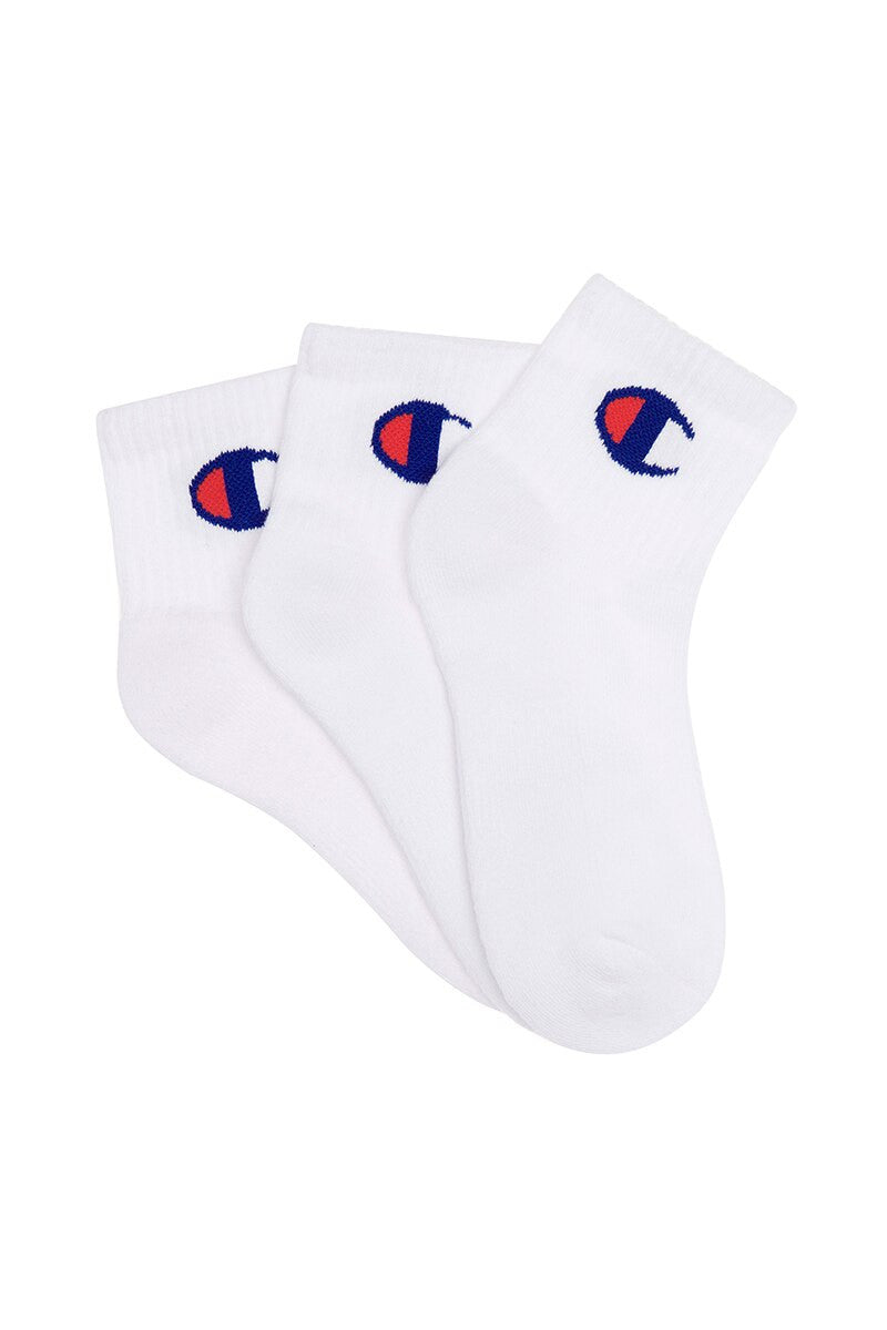 CHAMPION YTH SPS C-LOGO QUARTER CREW SOCKS 3PK