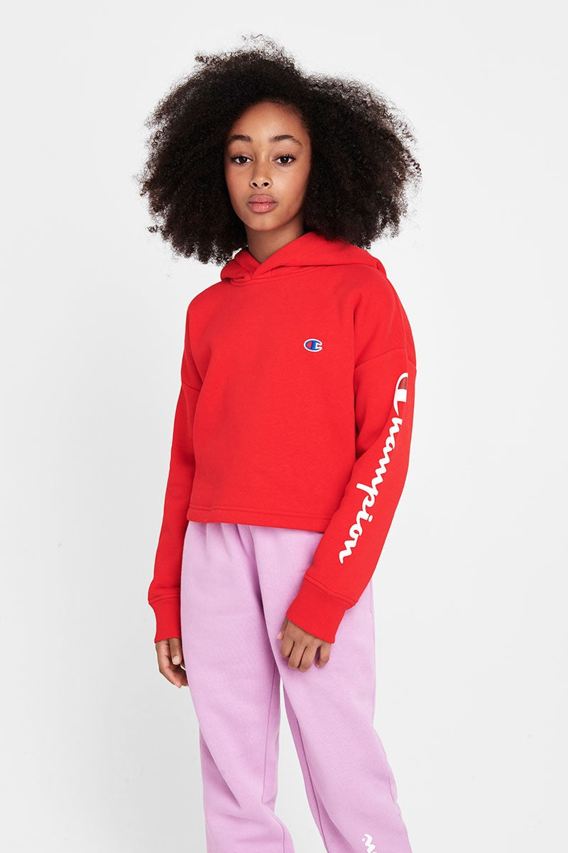 CHAMPION YTH SPORTS GRAPHIC CROP HOODIE