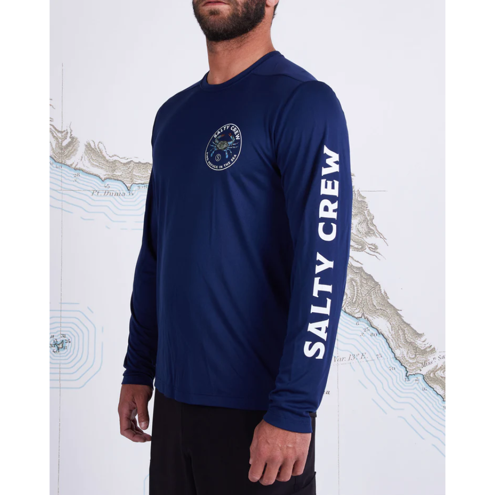 SALTY CREW MENS BLUE CRABBER L/S SUNSHIRT