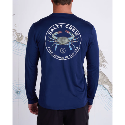 SALTY CREW MENS BLUE CRABBER L/S SUNSHIRT