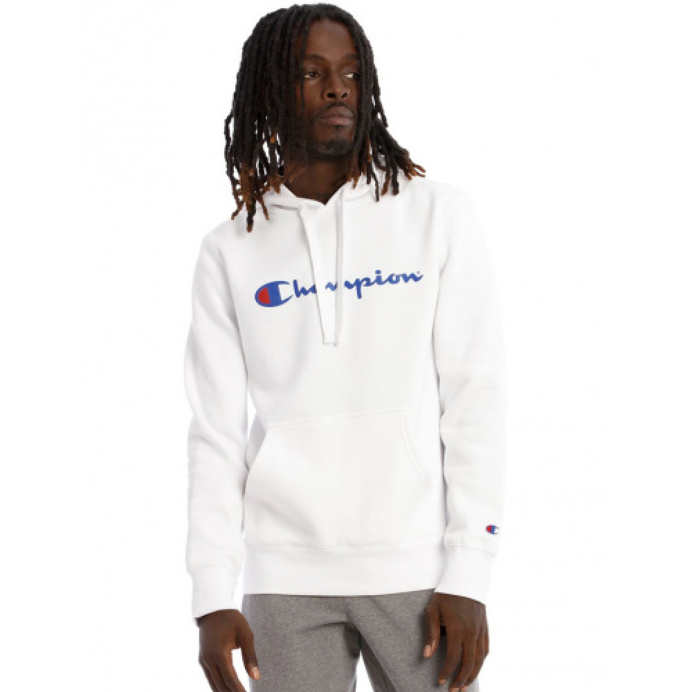 Champion white sales script hoodie