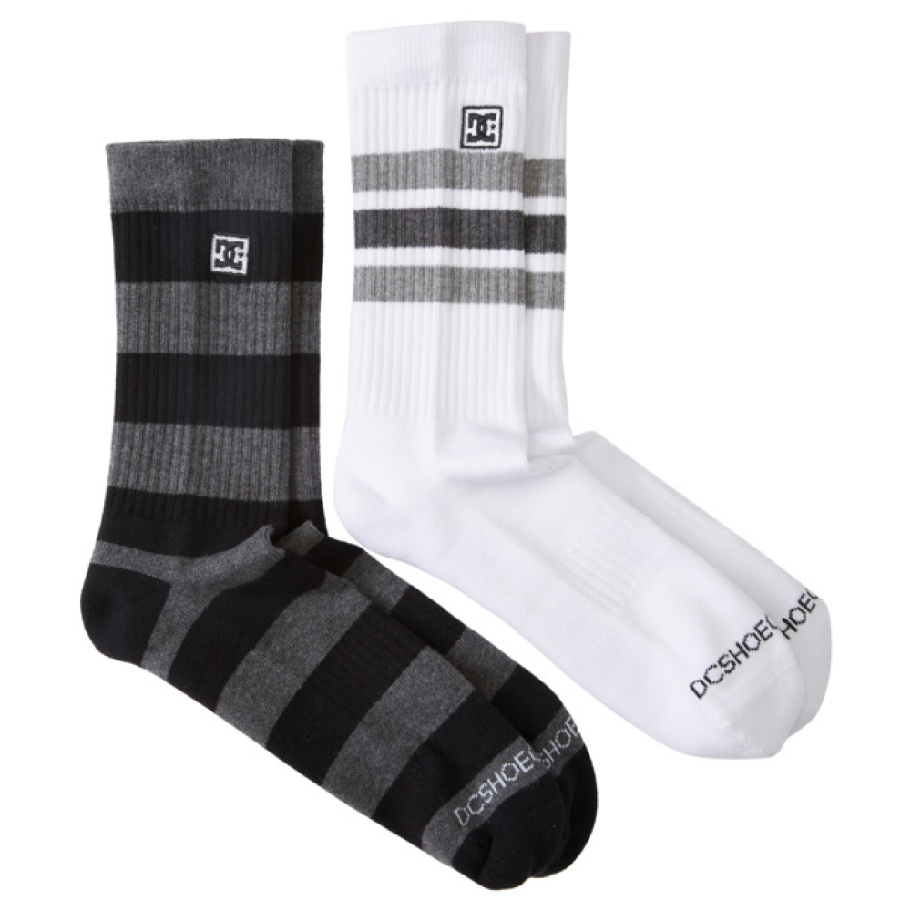 DC UNISEX STRIPE CREW SOCKS 2PK